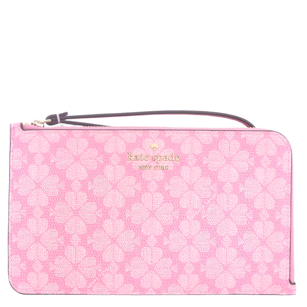 KATE SPADE LUCY SPADE FLOWER FLORAL MEDIUM L-ZIP WRISTLET IN PARISIAN ROSE MULTI KG487