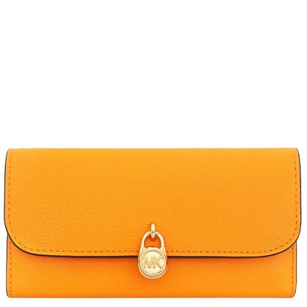 MICHAEL KORS OUTLET HAMILTON LARGE LEATHER CONTINENTAL WALLET 35S5GHME9L POP ORANGE