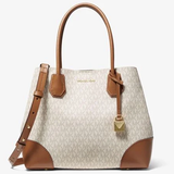 MICHAEL KORS MERCER GALLERY MEDIUM LOGO SATCHEL HANDBAG 38S2GZ5T6B VANILLA/LUGG