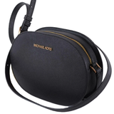 MICHAEL KORS BLACK SAFFIANO LEATHER JET SET TRAVEL OVAL CROSSBODY BAG PURSE BLACK 35T1GTVC6L