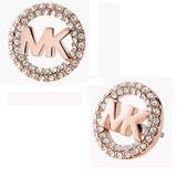 MICHAEL KORS PAVE LOGO STUDS EARRINGS ROSE GOLDTONE BRASS MKJ7324791