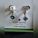 KATE SPADE BOXED DAZZLE HUGGIE DROP EARRINGS IN LIGHT SAPPHIRE KL201 / K251