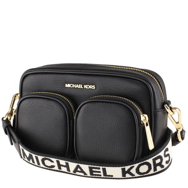 MICHAEL KORS JET SET MEDIUM LEATHER CROSSBODY BAG WITH CASE FOR APPLE AIRPODS PRO 35S2GTTC6L BLACK