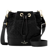 KATE SPADE FLOWER QUILTED FABRIC BUCKET BAG IN BLACK KK076