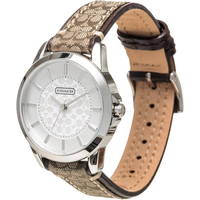COACH BOXED KHAKI CLASSIC SIGNATURE ROUND DIAL LADIES WATCH 14501525