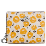 COACH SNAP WALLET WITH FLORAL PRINT - CHALK/ BUTTERCUP MULTI CBO76 YELLOW