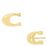 COACH SIGNATURE C STUD EARRINGS GOLD TONE