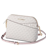 MICHAEL KORS JET SET TRAVEL MEDIUM DOME CROSSBODY 35F1GTVC6B VANILLA PINK SIGNATURE