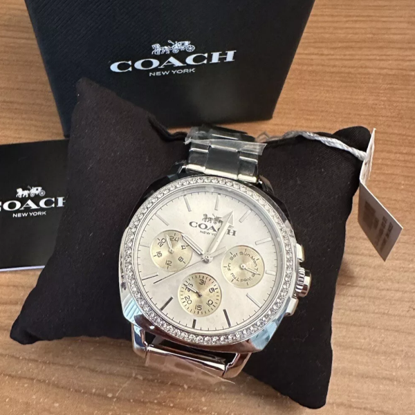 COACH BOYFRIEND SILVER CRYSTAL WATCH 14503950 40MM