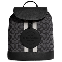 COACH DEMPSEY DRAWSTRING BACKPACK IN SIGNATURE JACQUARD WITH STRIPE AND COACH PATCH IN BLACK SMOKE BLACK MULTI (CE601)