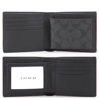 COACH 3-IN-1 WALLET IN SIGNATURE CANVAS WITH BLACK OXBLOOD 74993 25519 F74993