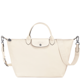 LONGCHAMP LE PLIAGE XTRA SHOPPING BAG MEDIUM  FULL LEATHER WHITE ECRU L2605 897 037 2605 FULL LEATHER