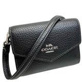 COACH CU170 MINI ENVELOPE WALLET WITH STRAP IN BLACK