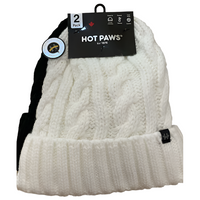 HOT PAWS 2 PCS IN 1 PACK BLACK AND WHITE BEANNIE