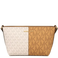 MICHAEL KORS JET SET SMALL TWO-TONE LOGO CROSSBODY BAG DEER MULTI 35F4GTVC1V DEER MULTI