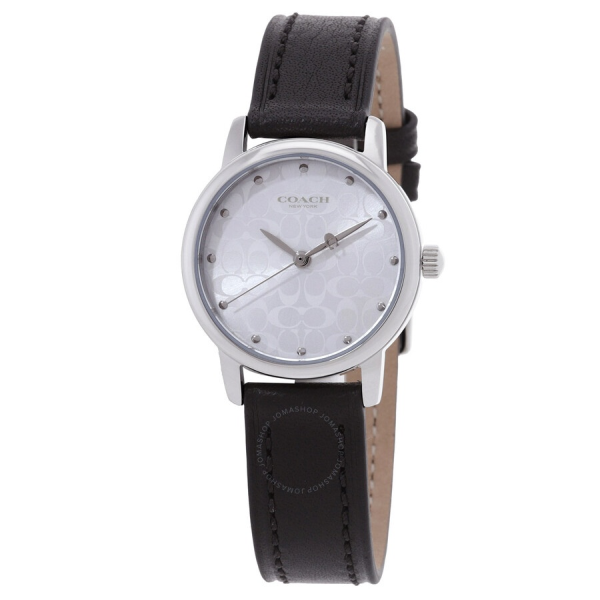COACH BOXED GRAND QUARTZ SILVER DIAL LADIES WATCH 14503875 28MM