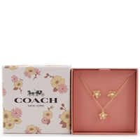 BOXED COACH WILDFLOWER EARRING AND NECKLACE SET GOLD MULTI PLATED BRASS CI911