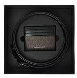 MICHAEL KORS SIGNATURE LOGO CARD CASE AND BELT GIFT SET BROWN/BLACK 36S4LGFY6B