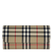BURBERRY HALTON CHECK FABRIC LONG WALLET ARCHIVE BEIGE 81021761
