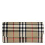 BURBERRY HALTON CHECK FABRIC LONG WALLET ARCHIVE BEIGE 81021761