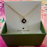 KATE SPADE CLOVER SPADES & STUDS METAL PENDANT NECKLACE IN GOLD O0RU3241