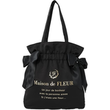 MAISON DE FLEUR FROM JAPAN DOUBLE RIBBON GATHERED TOTE BAG BLACK