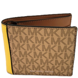 MICHAEL KORS COOPER SIGNATURE LOGO BILLFOLD WITH PASSCASE WALLET IN DAISY YELLOW 36S5LCOF2B