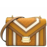 MICHAEL KORS WHITNEY MEDIUM COLOR-BLOCK AND SIGNATURE LOGO SHOULDER BAG GOLDEN ROD MULTI 35R4GWHL6Y