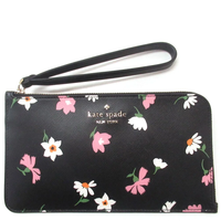 KATE SPADE Lucy Floral Waltz Large L-Zip Wristlet KF333 001 (Black Multi)