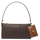 MICHAEL KORS OUTLET VINCENT MEDIUM SIGNATURE LOGO POCHETTE WITH CARD CASE 35F4G2VC6B BROWN