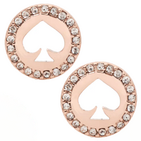 KATE SPADE SPOT THE SPADE PAVE HALO SPADE STUDS EARRINGS IN CLEAR/ ROSE GOLD O0RU2605