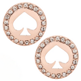 KATE SPADE SPOT THE SPADE PAVE HALO SPADE STUDS EARRINGS IN CLEAR/ ROSE GOLD O0RU2605