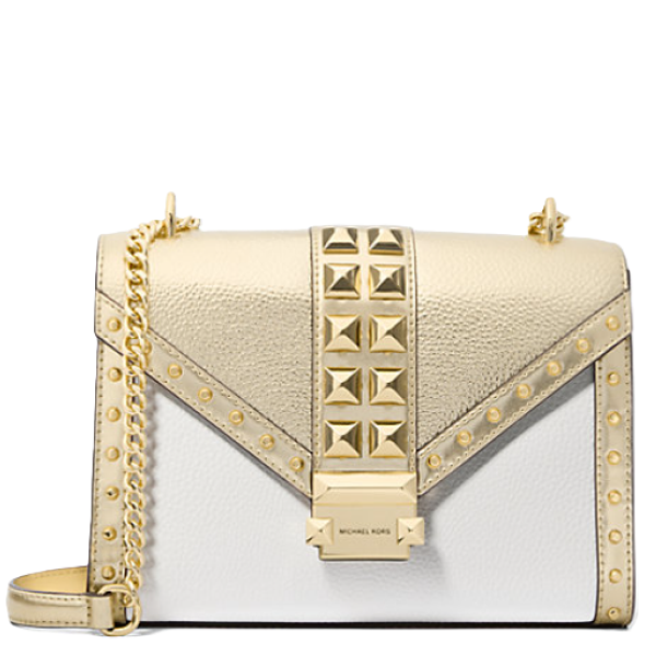 MICHAEL KORS OUTLET WHITNEY MEDIUM METALLIC STUDDED SHOULDER BAG 35S5GWHL2M