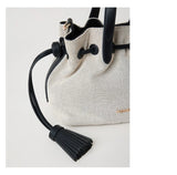 MARCS CROSSBODY BUCKET BAG DENIM DRAWSTRING LIGHT GREY