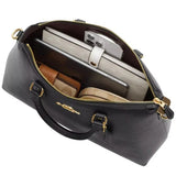 COACH GEORGIA SATCHEL BAG IN GRAIN PEBBLE LEATHER BLACK CR156