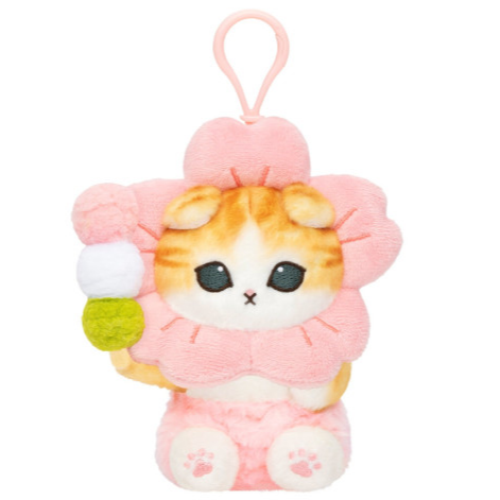 MOFUSAND FROM JAPAN MOFUSAND MASCOT HOLDER - CAT: FLOWER SAKURA CHERRY BLOSSOM DANGO KEYCHAIN