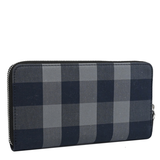 BURBERRY BLACK GREY PLAID LARGE ZIP AROUND LONG WALLET 80840631