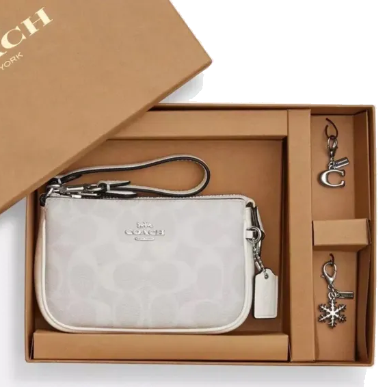 COACH BOXED SMALL NOLITA 15 IN SIGNATURE CANVAS WITH CHARMS CN045