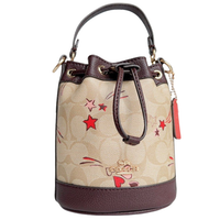 COACH MINI DEMPSEY BUCKET BAG IN SIGNATURE CANVAS WITH HEART AND STAR PRINT GOLD/LIGHT KHAKI MULTI CK524