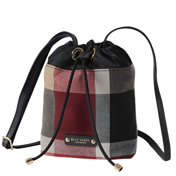 BLUE LABEL CRESTBRIDGE CHECK CANVAS DRAWSTRING BAG (RED) 55112401-16