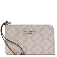 KATE SPADE SMALL WRISTLET LUCY SPADE FLOWER SMALL L-ZIP WRISTLET DARK BEIGE KH614