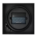 MICHAEL KORS SIGNATURE LOGO CARD CASE AND BELT GIFT SET BLUE/BLACK 36S4LGFY6B