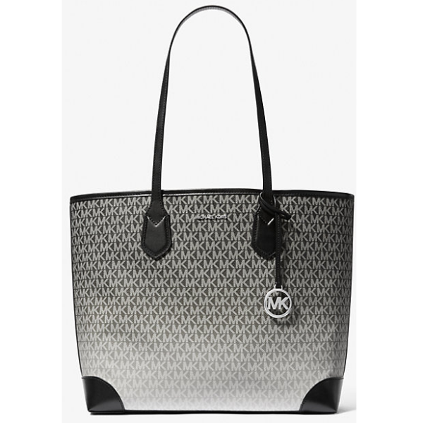 MICHAEL KORS EVA LARGE OMBRÉ SIGNATURE LOGO TOTE BAG 35R5SV0T7B BLACK