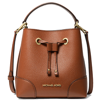 MICHAEL KORS MERCER SMALL PEBBLED LEATHER BUCKET BAG IN BROWN LUGGAGE 35R3GM9M1L