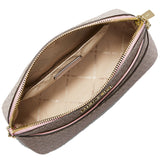 MICHAEL KORS JET SET TRAVEL MEDIUM DOME CROSSBODY 35F1GTVC6B VANILLA PINK SIGNATURE