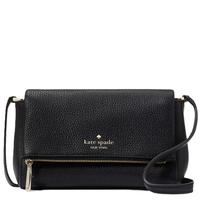 KATE SPADE LEILA MINI ZIP CROSSBODY BLACK KE487 FULL LEATHER