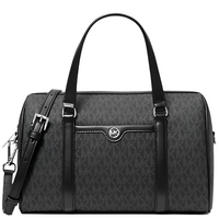 MICHAEL KORS JET SET TRAVEL MEDIUM SIGNATURE LOGO SATCHEL BLACK 35S4STFS8B