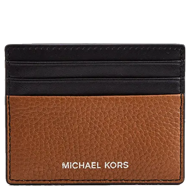 MICHAEL KORS MEN COOPER PEBBLED LEATHER TALL CARD CASE IN BROWN LUGGAGE 39F9LCOD2L
