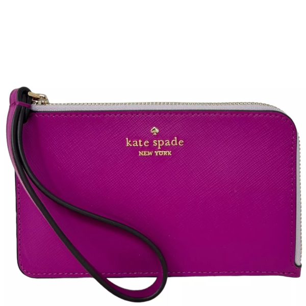 KATE SPADE NEW YORK LUCY BICOLOR SMALL L ZIP WRISTLET BAJA ROSE MULTI KH769