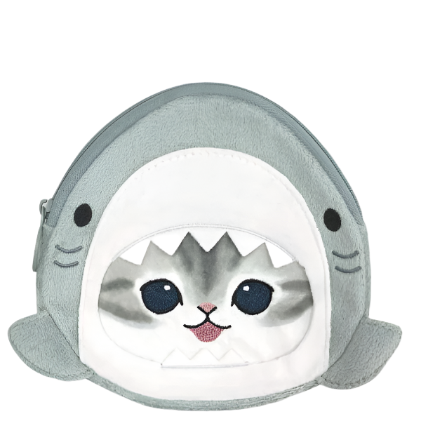 MOFUSAND JAPAN SMALL POUCH & TISSUE CASE - CAT / SHARK GREY